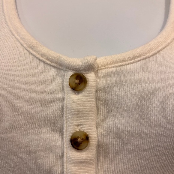 Madewell Indie Henley Neutral Cream Tank Top Thong Bodysuit Sz Small - Picture 4 of 8